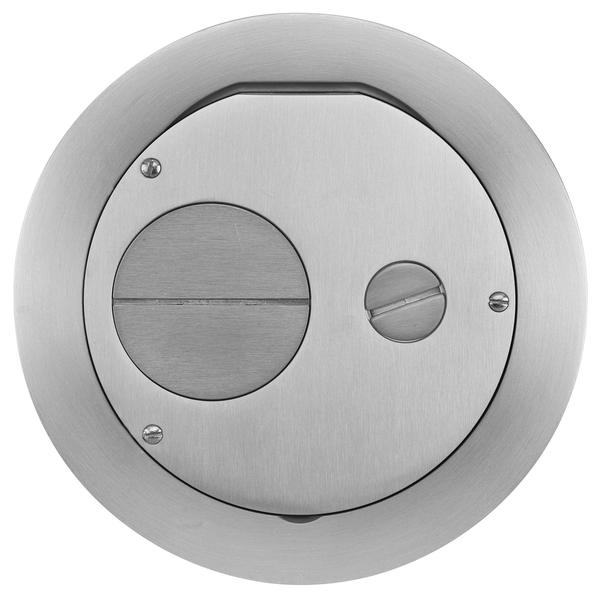 Hubbell Wiring Device-Kellems Electrical Box Cover, Round, Aluminum, Furniture Feed S1R6FFCVRALU